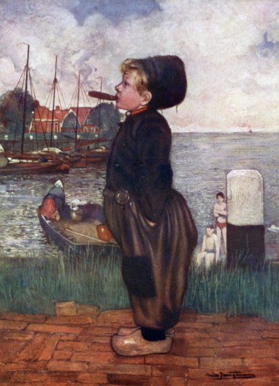 Een jongen die rookt, Volendam door Nico Jungman
